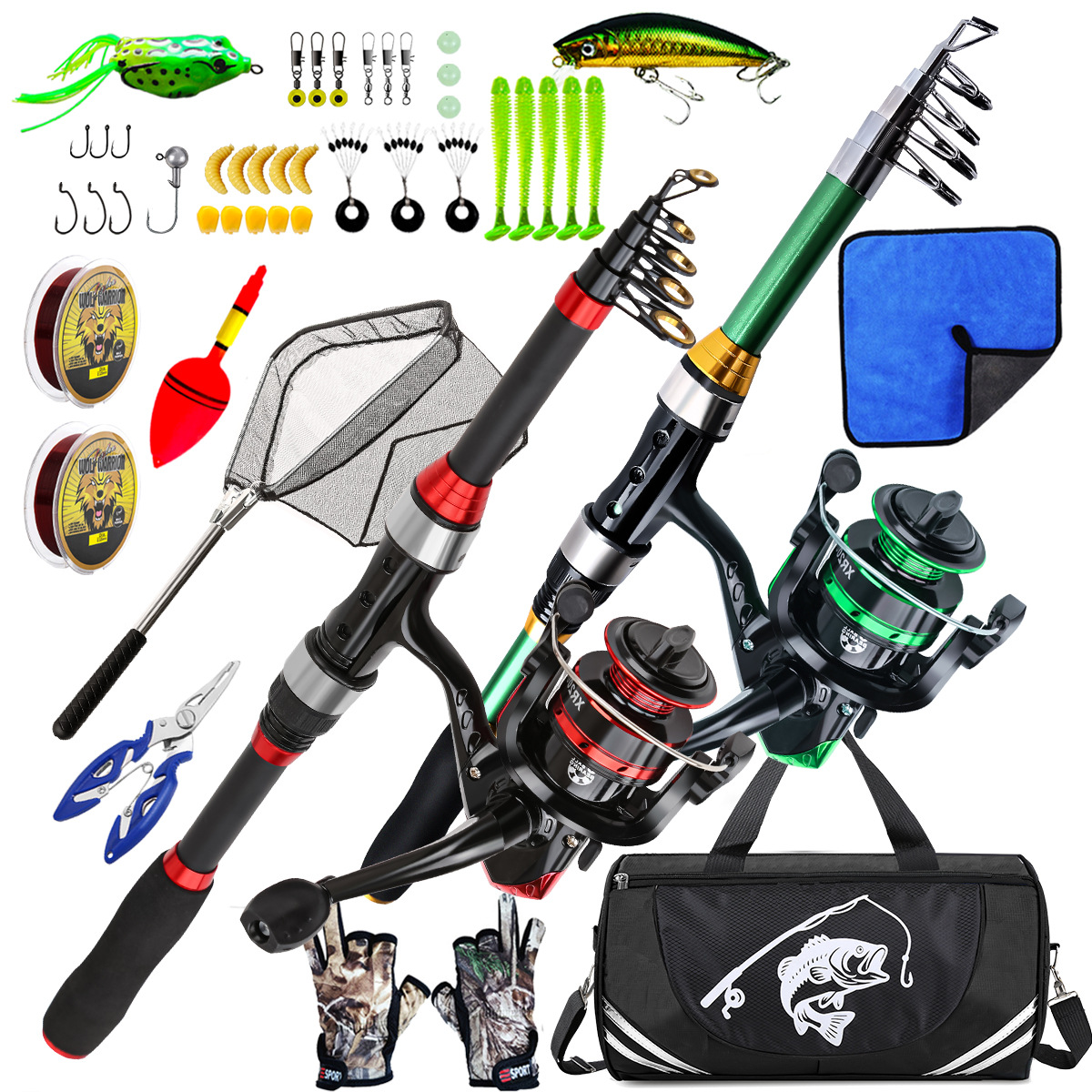 Landing Net Telescopic - 1.8m Telescopic Double Lure Rod Full