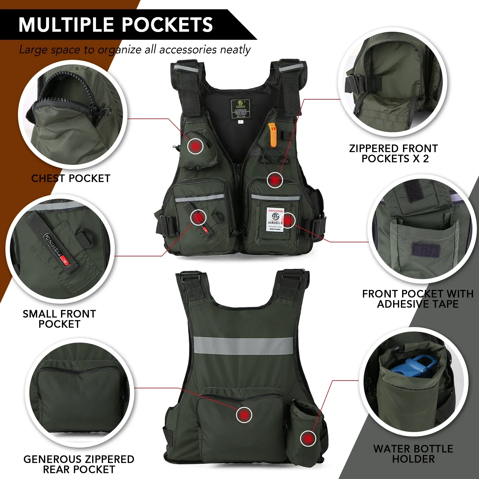 Fishing Vest Jacket - 2026 Adult Lure Life Jacket Rock