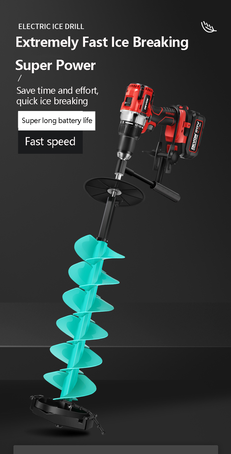 Fishing Equipment And Accessories - Brushless Ice Fishing Drill 20V Cordless