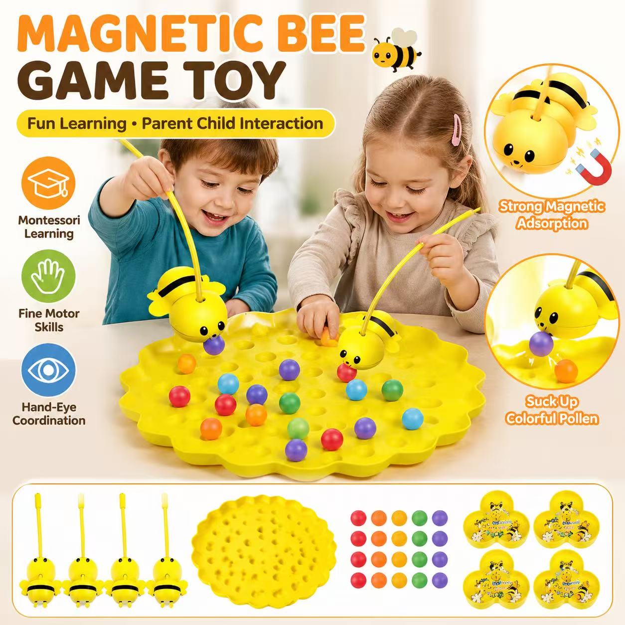 Fishing Equipment Kids - Cute Bee Honey Collecting Magnetic Game,
