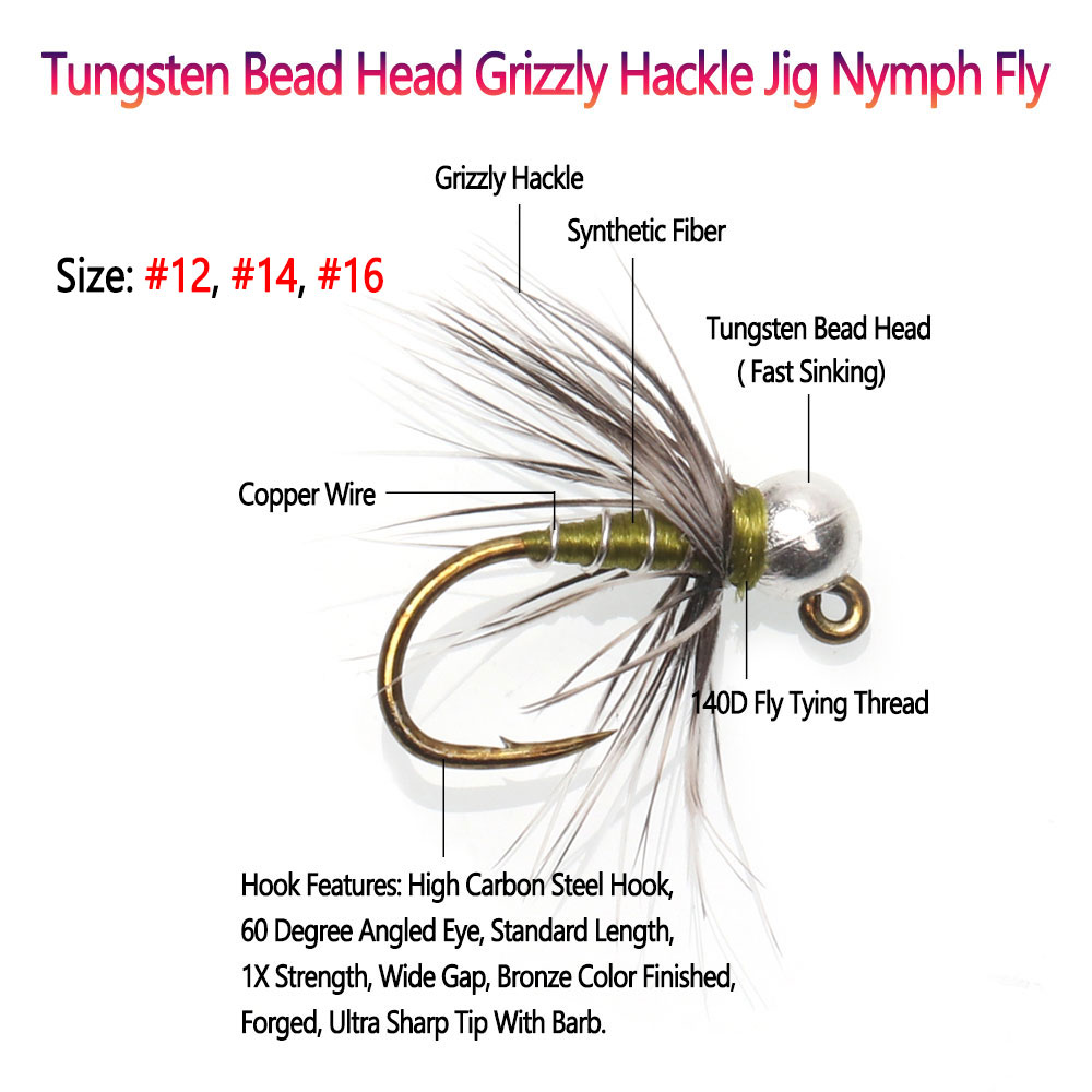 Bimoo 6pcs #12# 14 #16 Tungste - Jig Head Lure 评论和价格