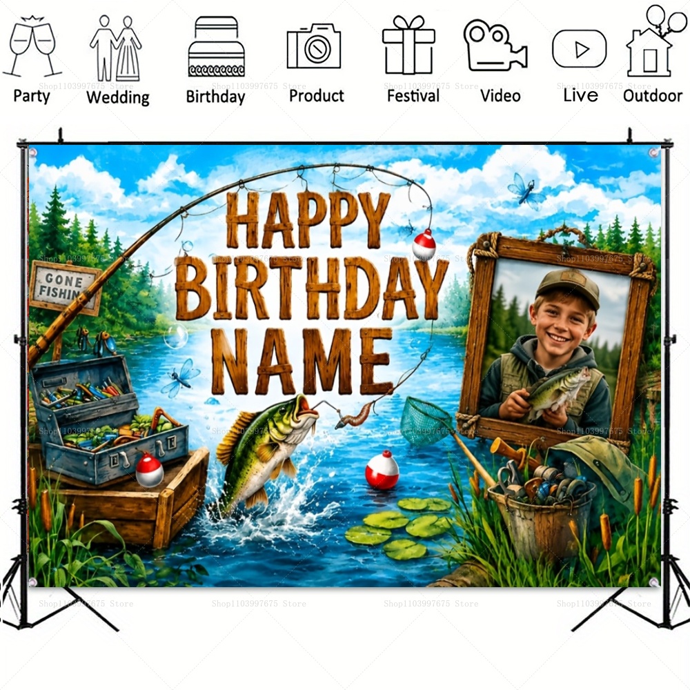 Custom Name Photo fishing-them - Fishing Equipment Kids 评论和价格