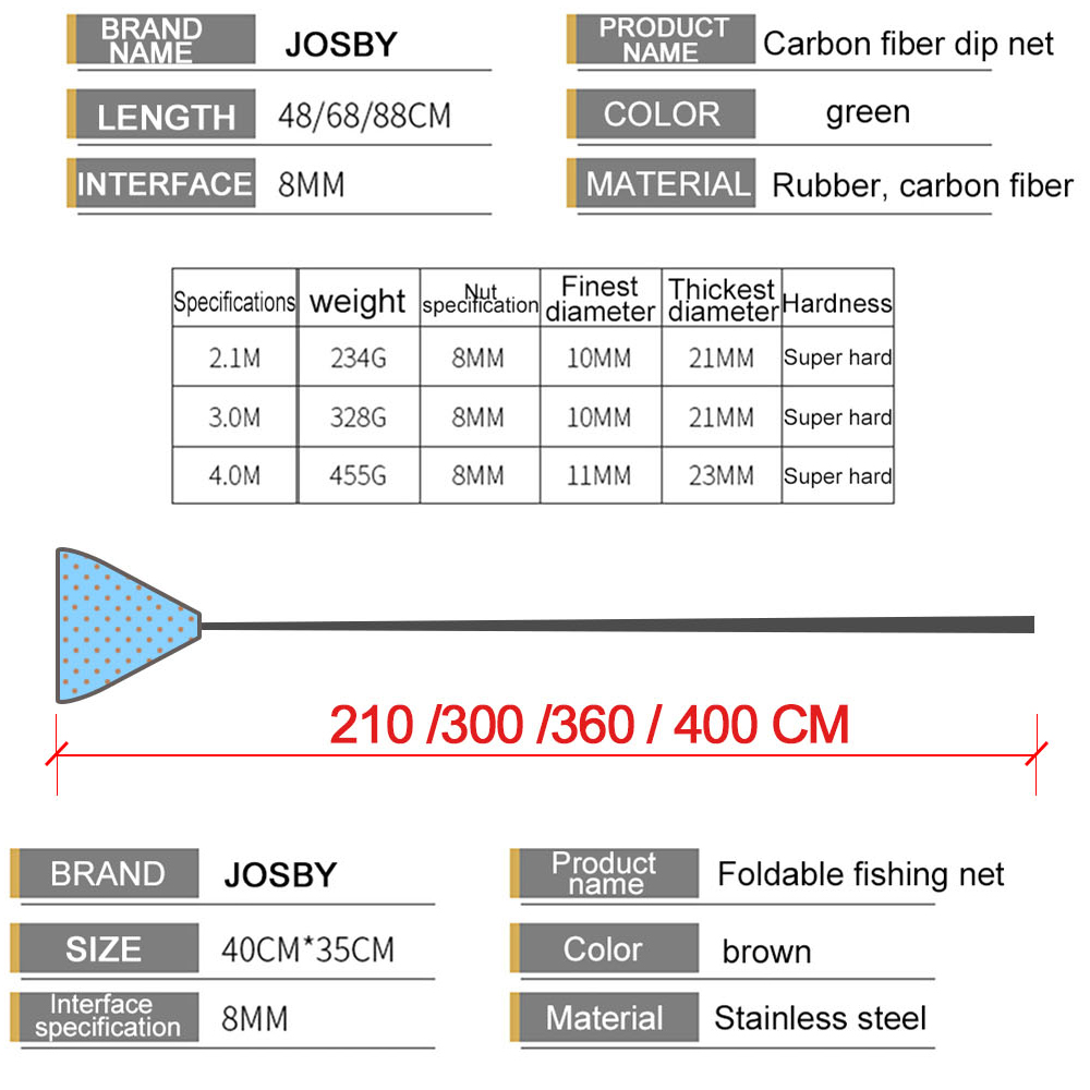 JOSBY Lightweight Telescopic C - Landing Net Telescopic 评论和价格